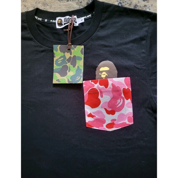 Bape A Bathing Ape men's Black Short Sleeves Crew Neck T-shirt  Size S - Picture 5 of 9